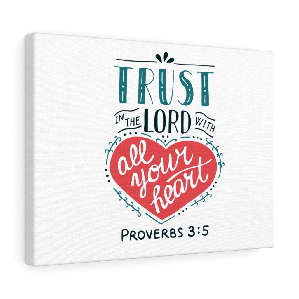 Scripture Walls Trust The Lord Red Heart Proverbs 3:5 Bible Verse Canvas Christian Wall Art Ready to Hang Unframed-Express Your Love Gifts