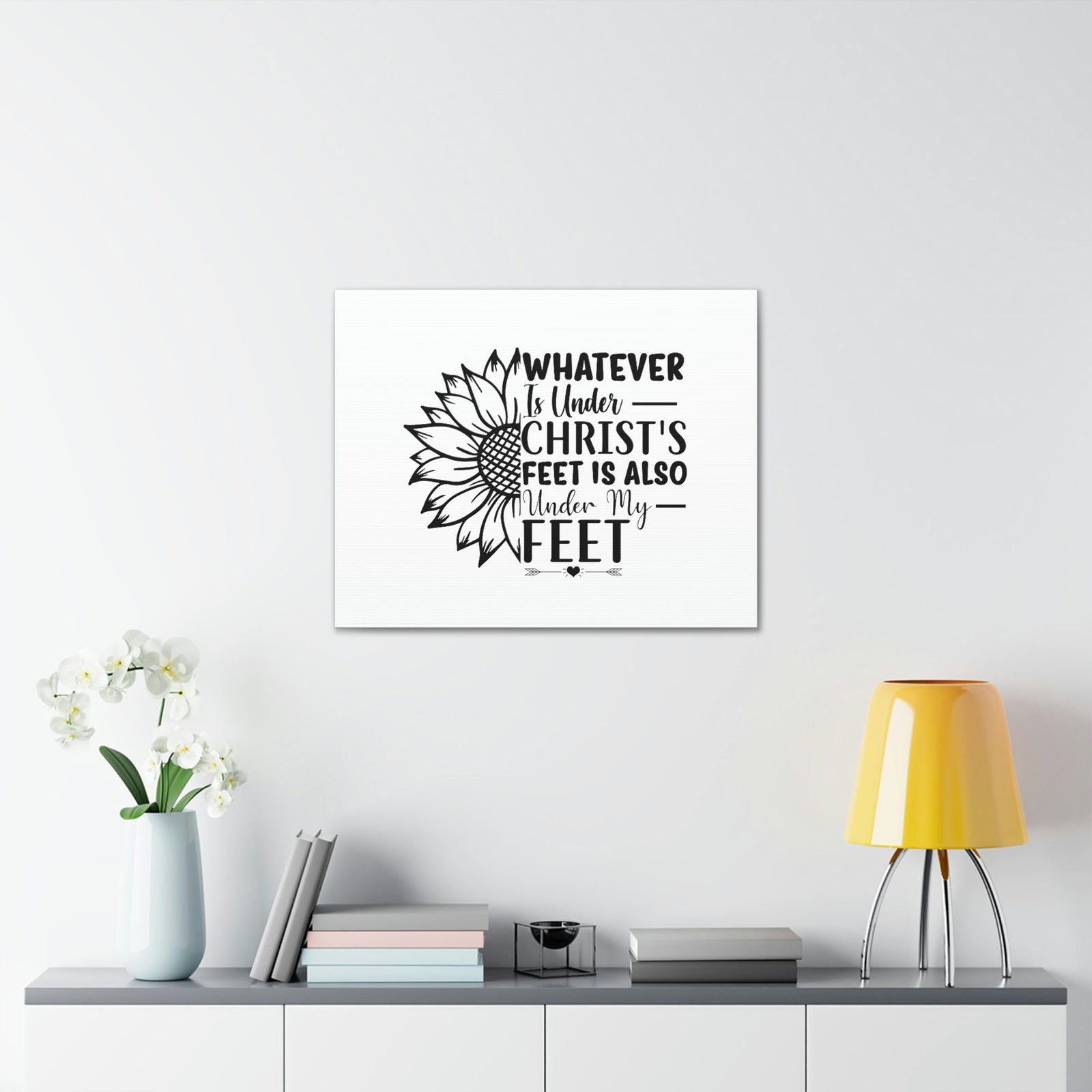 Scripture Walls Under Christ's Feet Ephesians 1:22 Sunflower Christian Wall Art Bible Verse Print Ready to Hang Unframed-Express Your Love Gifts