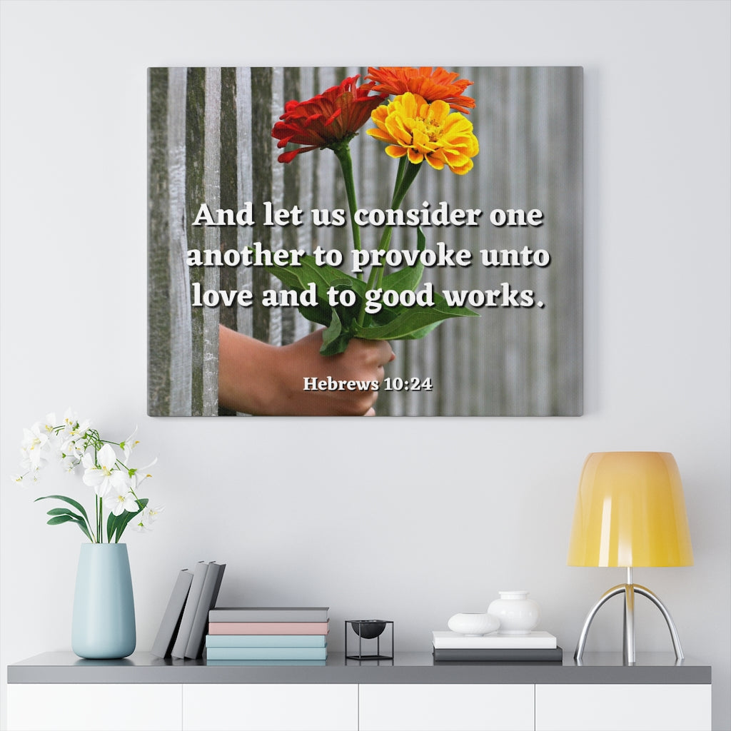 Scripture Walls Unto Love Hebrews 10:24 Bible Verse Canvas Christian Wall Art Ready to Hang Unframed-Express Your Love Gifts