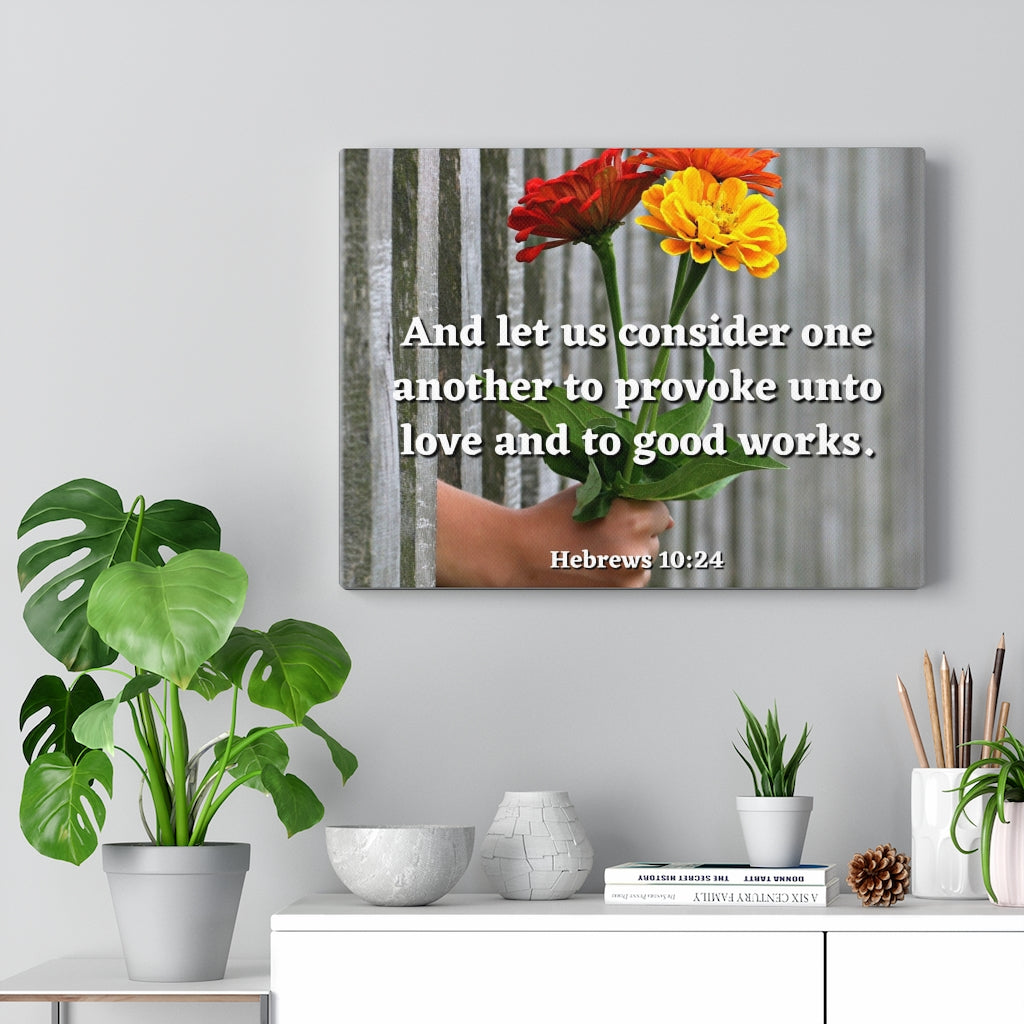 Scripture Walls Unto Love Hebrews 10:24 Bible Verse Canvas Christian Wall Art Ready to Hang Unframed-Express Your Love Gifts