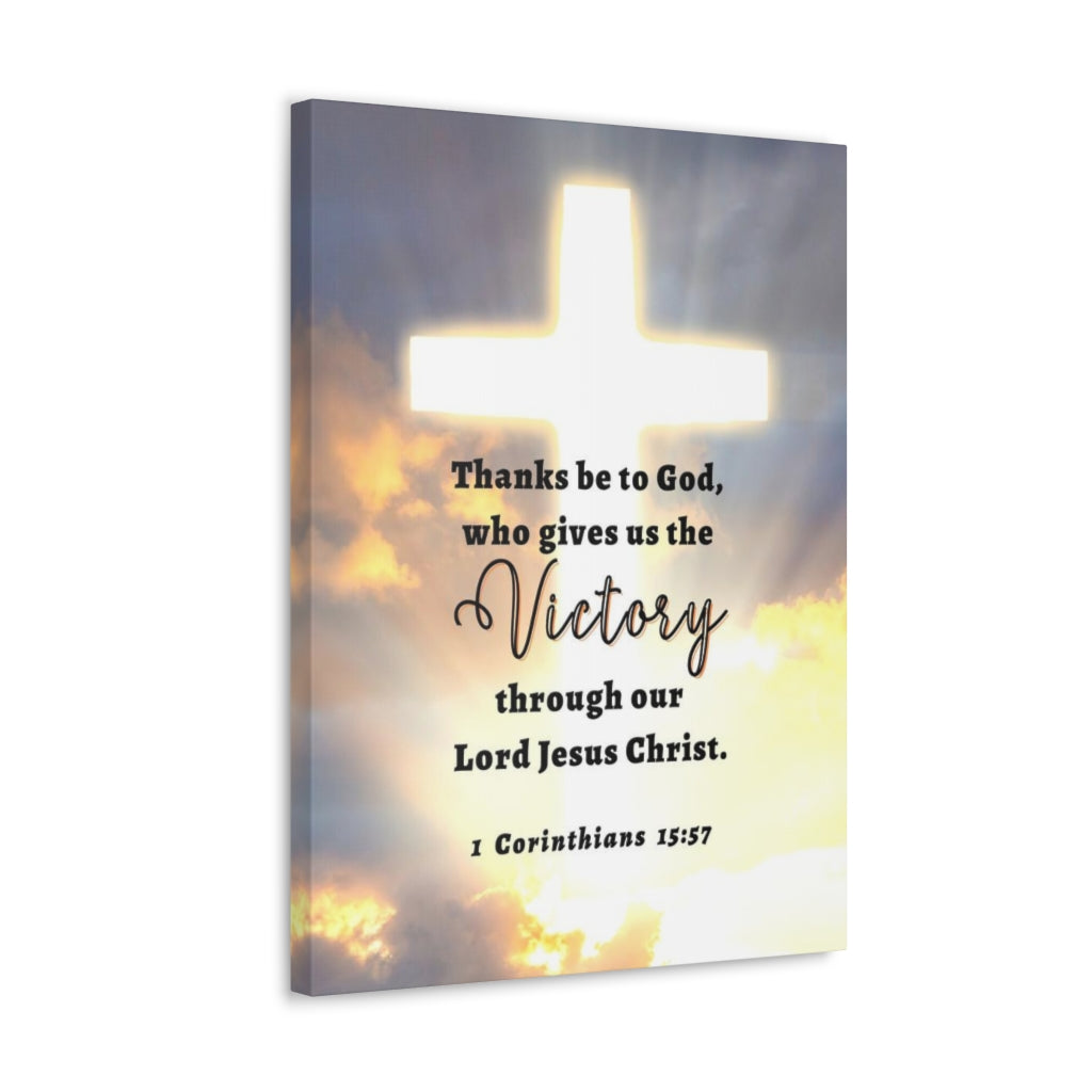 Scripture Walls Victory In Christ 1 Corinthians 15:57 Bible Verse Canvas Christian Wall Art Ready to Hang Unframed-Express Your Love Gifts