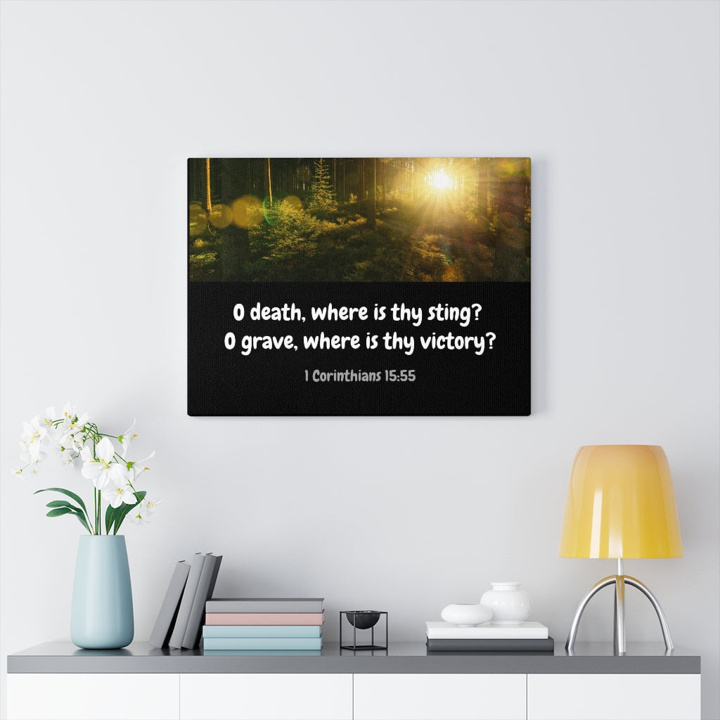 Scripture Walls Victory Over Death 1 Corinthians 15:55 Bible Verse Canvas Christian Wall Art Ready to Hang Unframed-Express Your Love Gifts