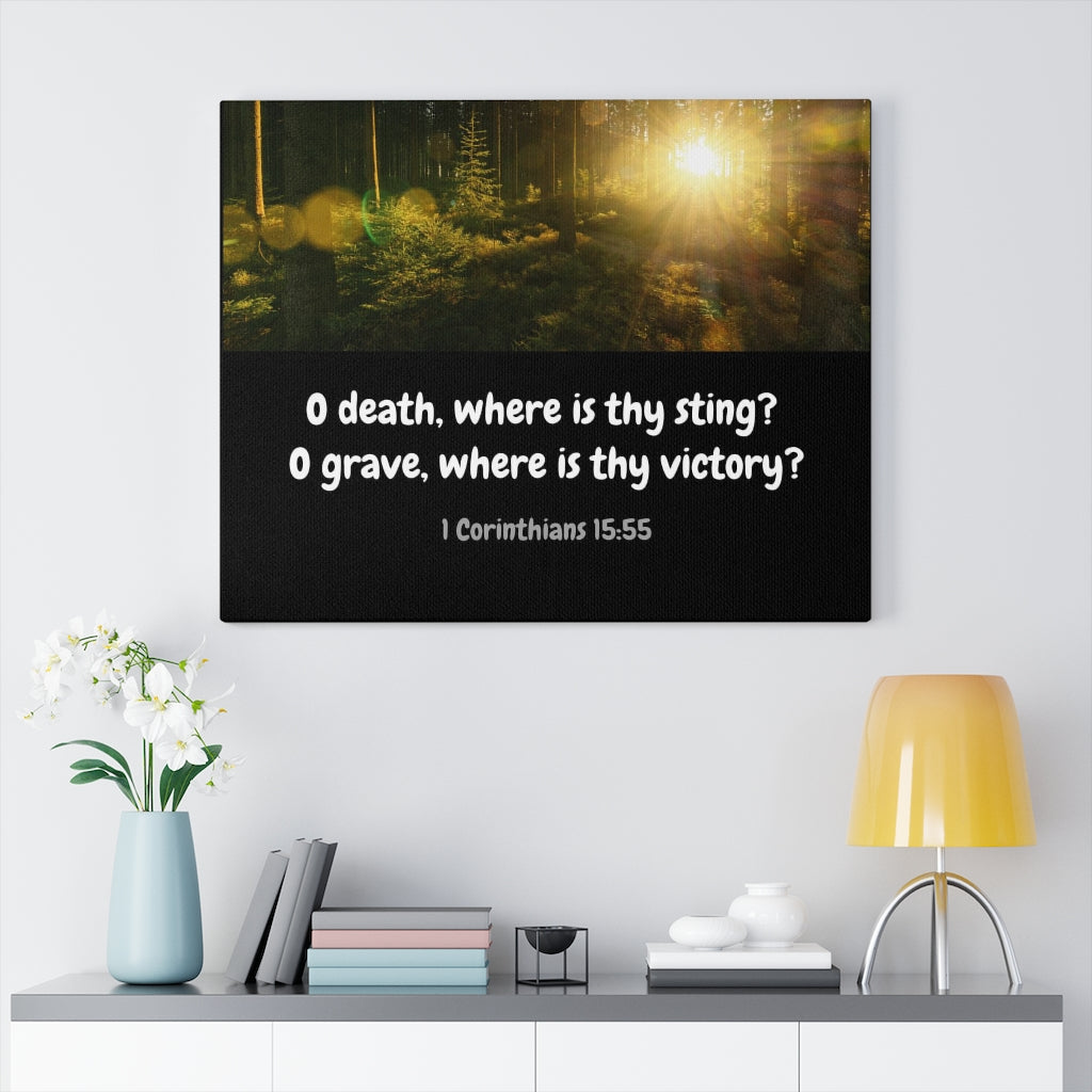 Scripture Walls Victory Over Death 1 Corinthians 15:55 Bible Verse Canvas Christian Wall Art Ready to Hang Unframed-Express Your Love Gifts