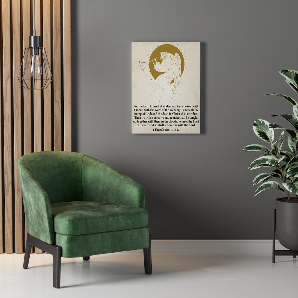 Scripture Walls Voice of the Archangel 1 Thessalonians 4:16-17 Bible Verse Canvas Christian Wall Art Ready to Hang Unframed-Express Your Love Gifts