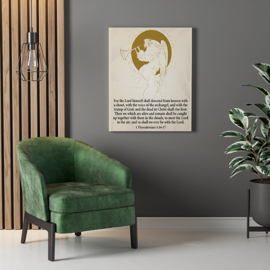 Scripture Walls Voice of the Archangel 1 Thessalonians 4:16-17 Bible Verse Canvas Christian Wall Art Ready to Hang Unframed-Express Your Love Gifts