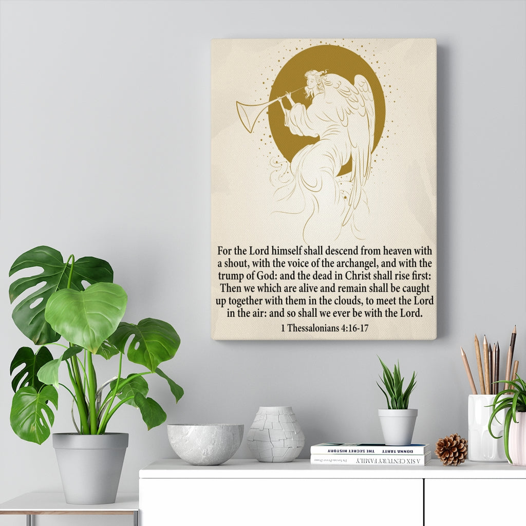 Scripture Walls Voice of the Archangel 1 Thessalonians 4:16-17 Bible Verse Canvas Christian Wall Art Ready to Hang Unframed-Express Your Love Gifts