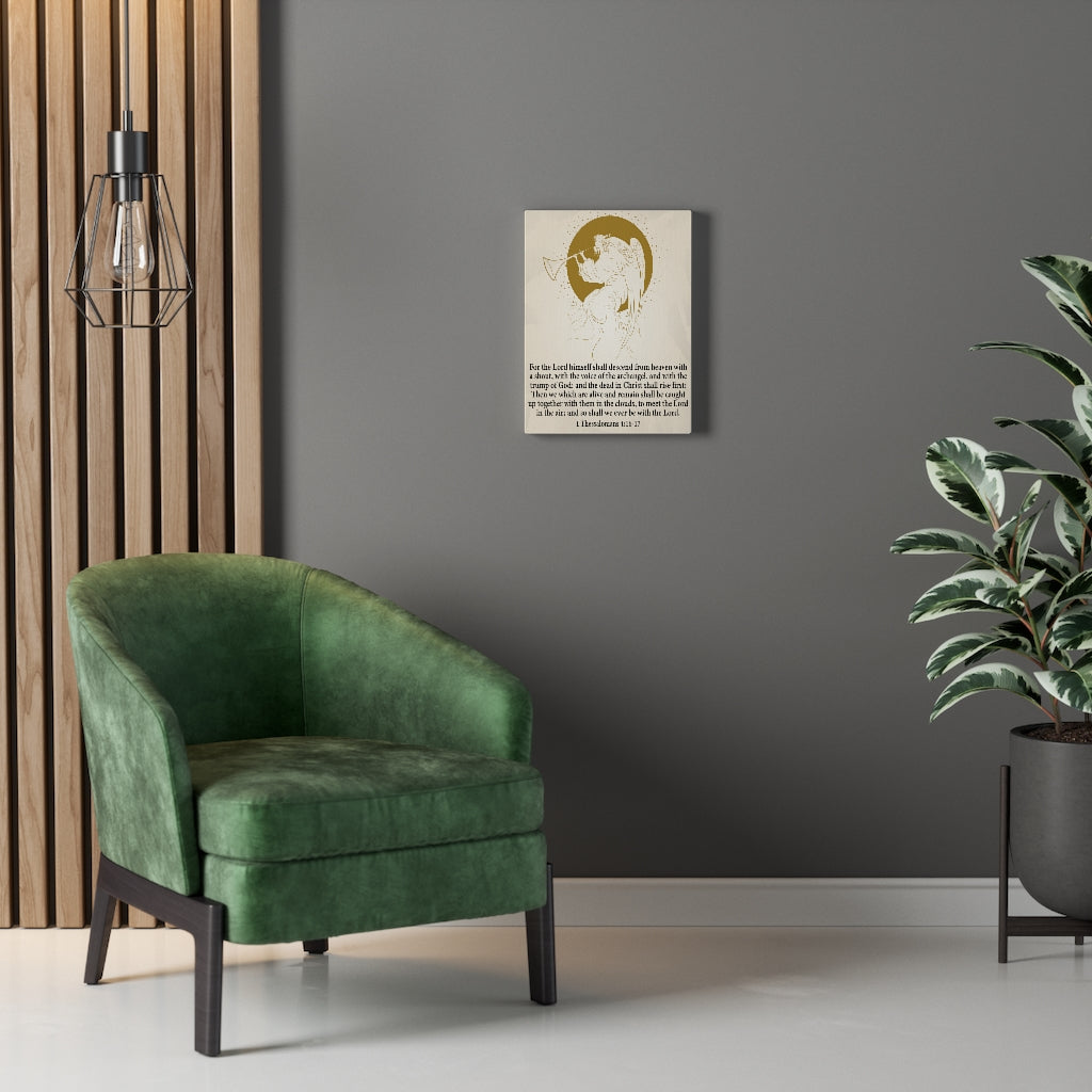 Scripture Walls Voice of the Archangel 1 Thessalonians 4:16-17 Bible Verse Canvas Christian Wall Art Ready to Hang Unframed-Express Your Love Gifts