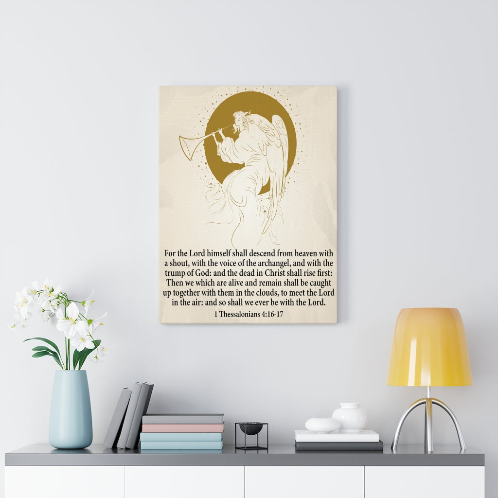 Scripture Walls Voice of the Archangel 1 Thessalonians 4:16-17 Bible Verse Canvas Christian Wall Art Ready to Hang Unframed-Express Your Love Gifts