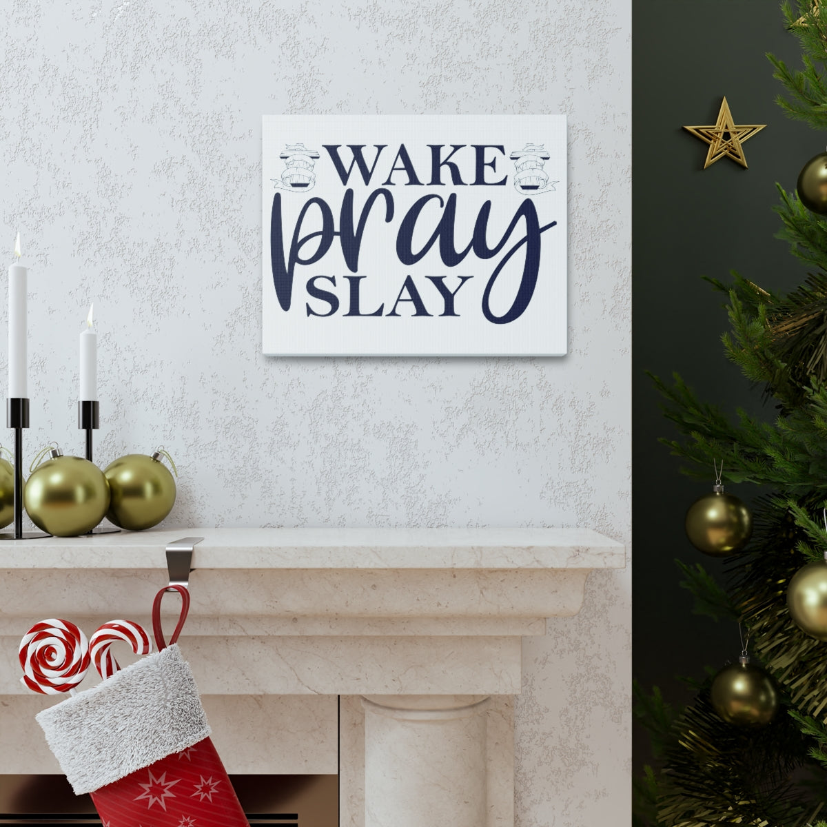 Scripture Walls Wake Pray & Slay Colossians 1:9 Christian Wall Art Print Ready to Hang Unframed-Express Your Love Gifts