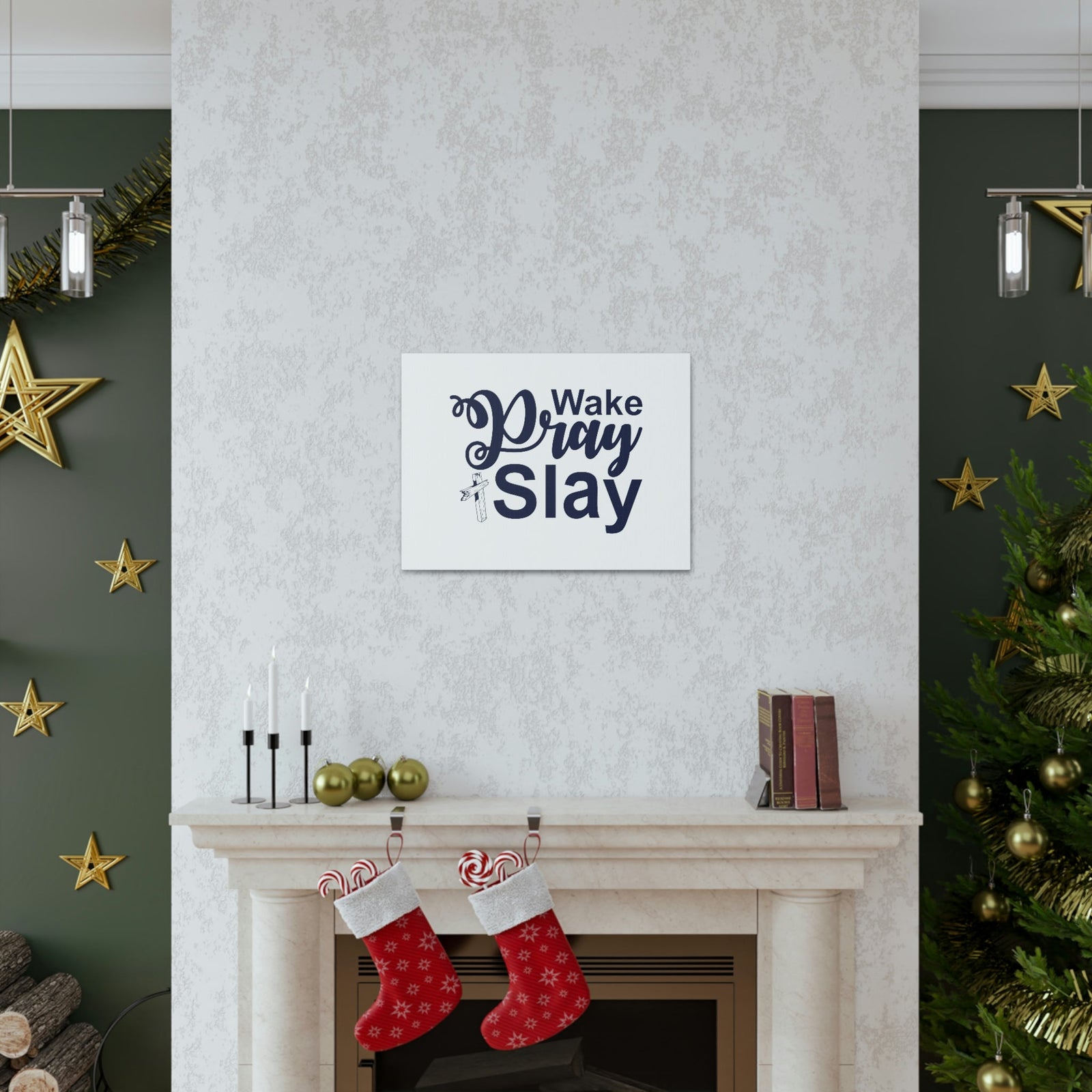 Scripture Walls Wake, Pray, Slay Ephesians 2:10 Christian Wall Art Bible Verse Print Ready to Hang Unframed-Express Your Love Gifts