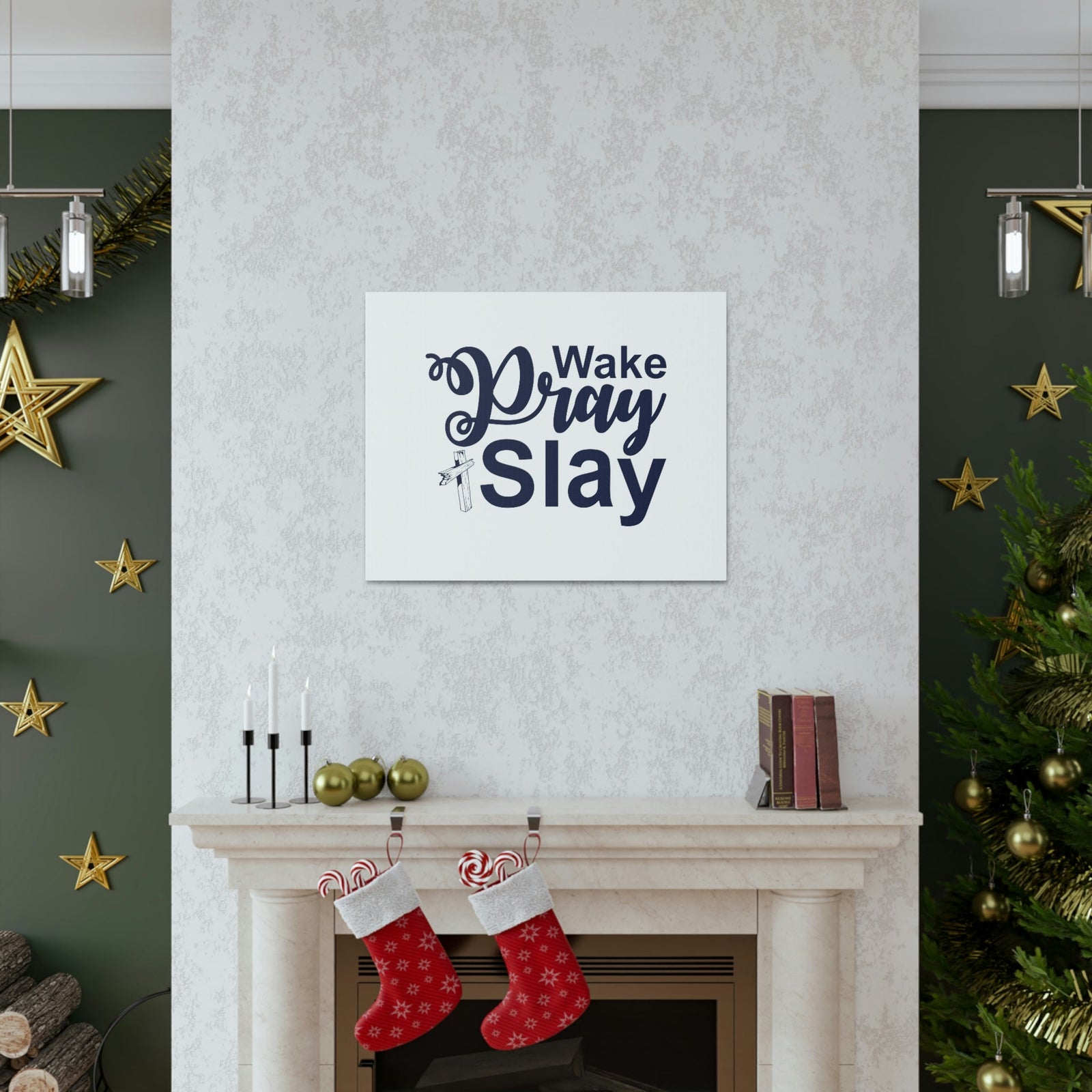Scripture Walls Wake, Pray, Slay Ephesians 2:10 Christian Wall Art Bible Verse Print Ready to Hang Unframed-Express Your Love Gifts