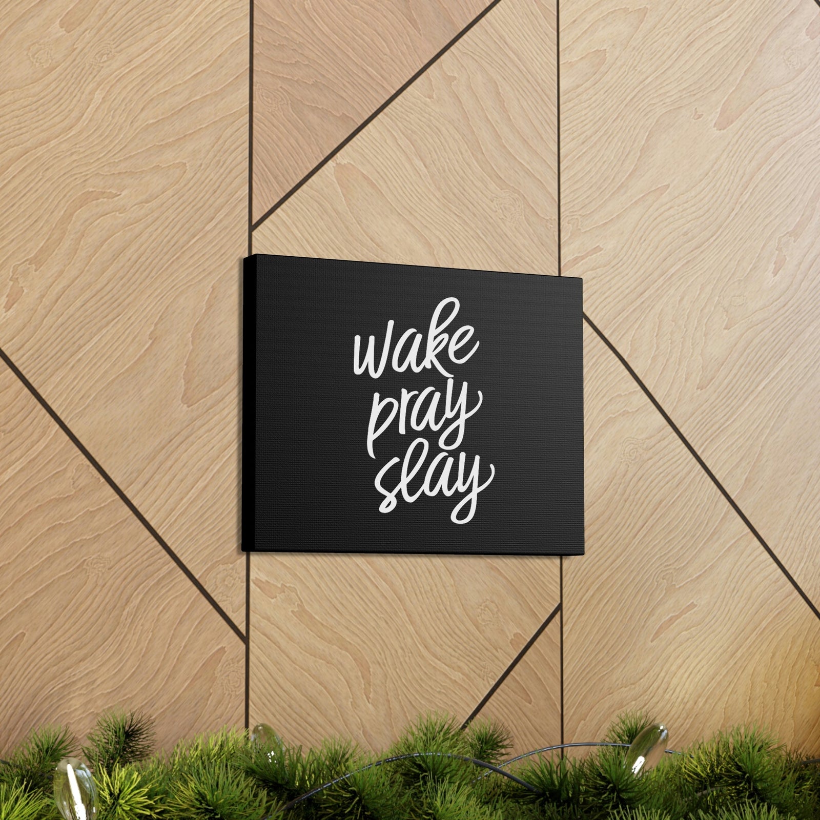 Scripture Walls Wake, Pray, Slay Luke 21:36 Black Christian Wall Art Bible Verse Print Ready to Hang Unframed-Express Your Love Gifts