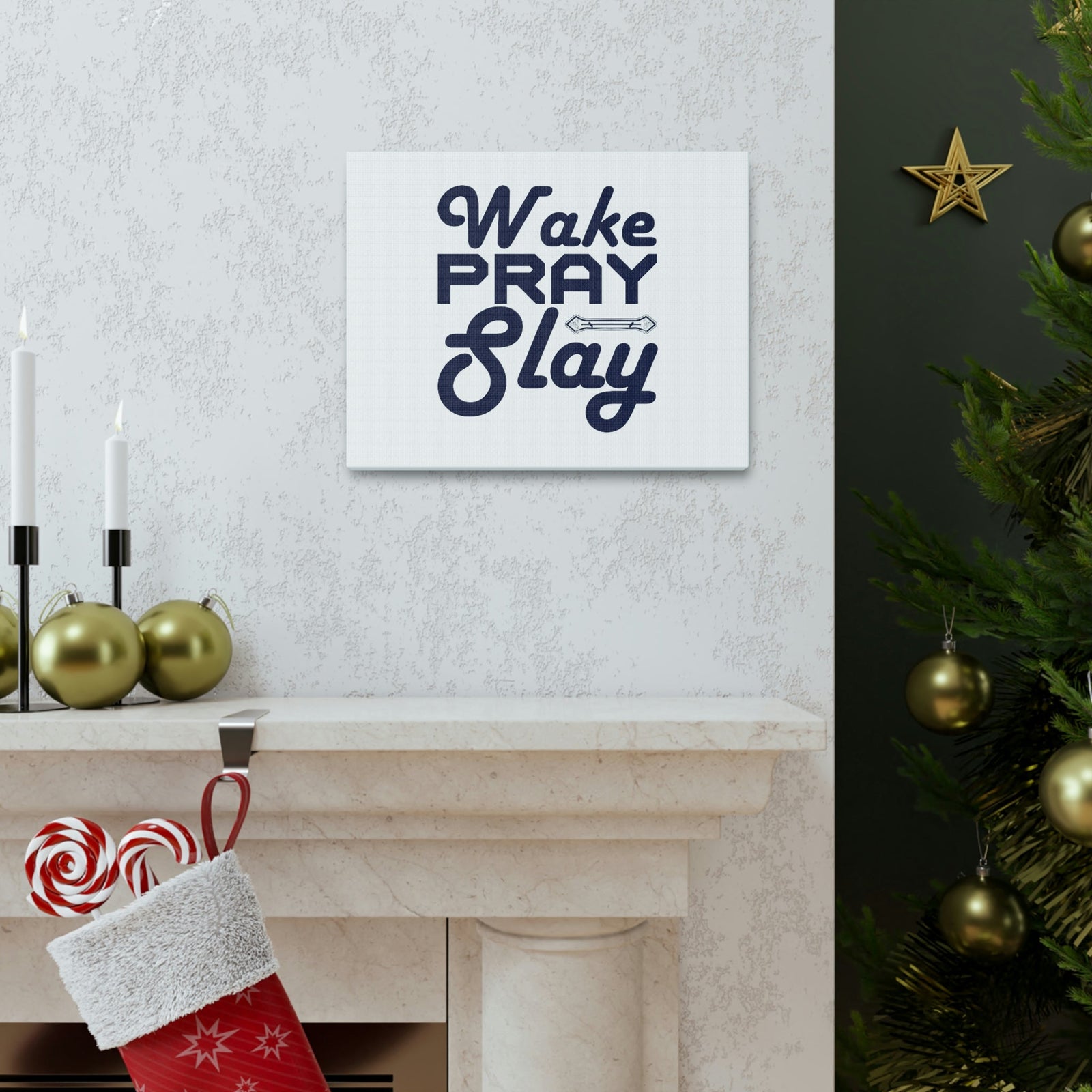 Scripture Walls Wake, Pray, Slay Luke 21:36 Ornament Bar Christian Wall Art Bible Verse Print Ready to Hang Unframed-Express Your Love Gifts