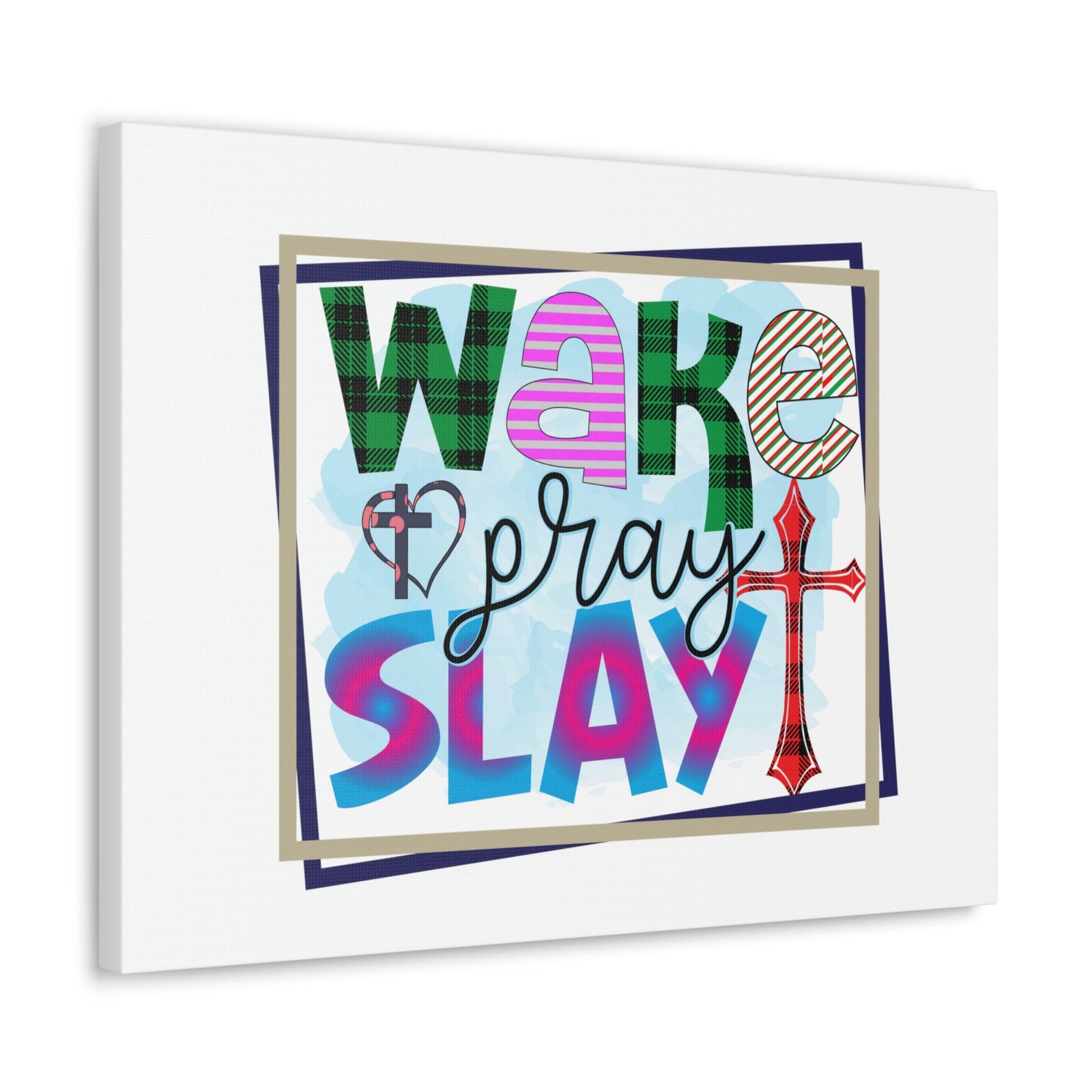 Scripture Walls Wake, Pray, Slay Luke 21:36 Square Christian Wall Art Bible Verse Print Ready to Hang Unframed-Express Your Love Gifts