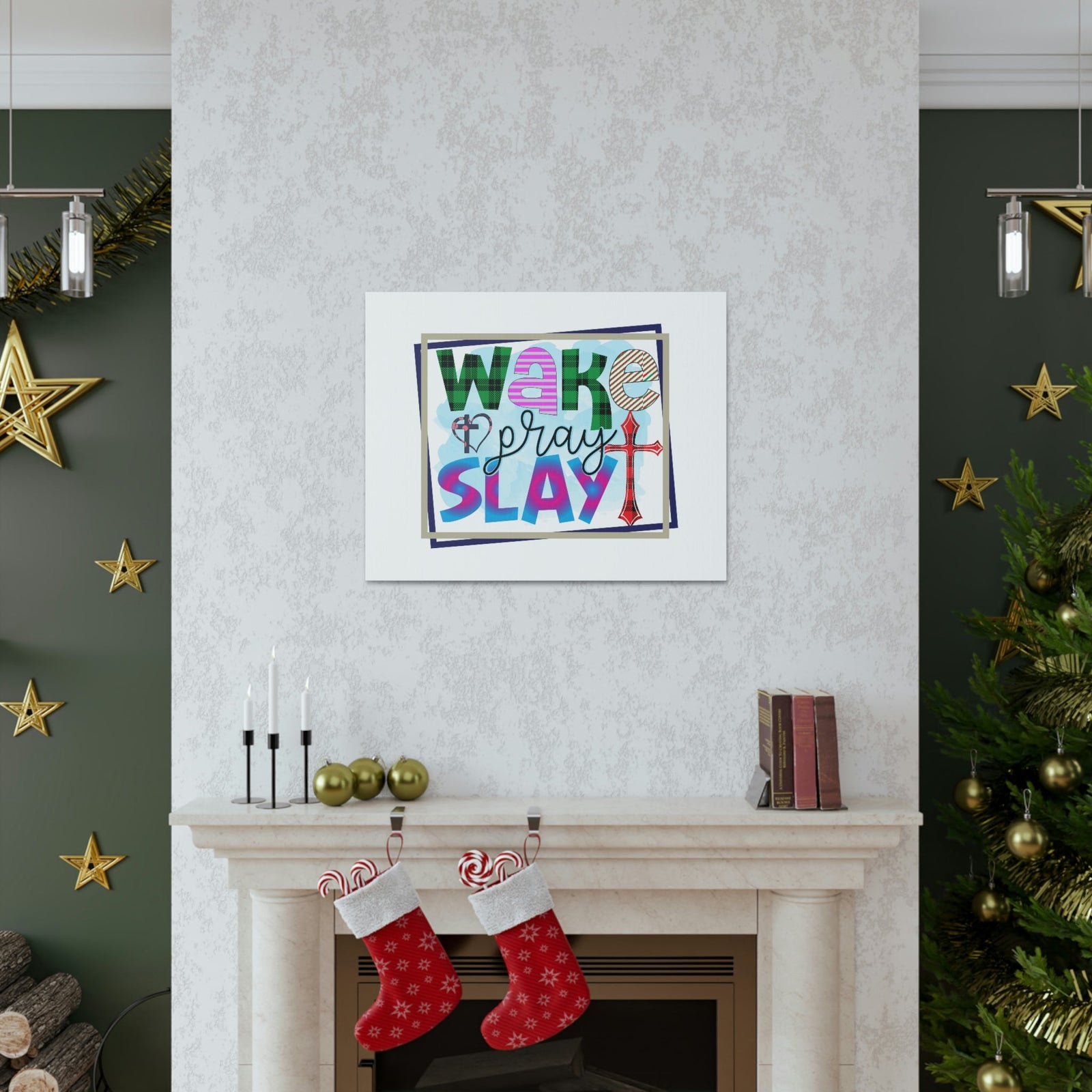 Scripture Walls Wake, Pray, Slay Luke 21:36 Square Christian Wall Art Bible Verse Print Ready to Hang Unframed-Express Your Love Gifts