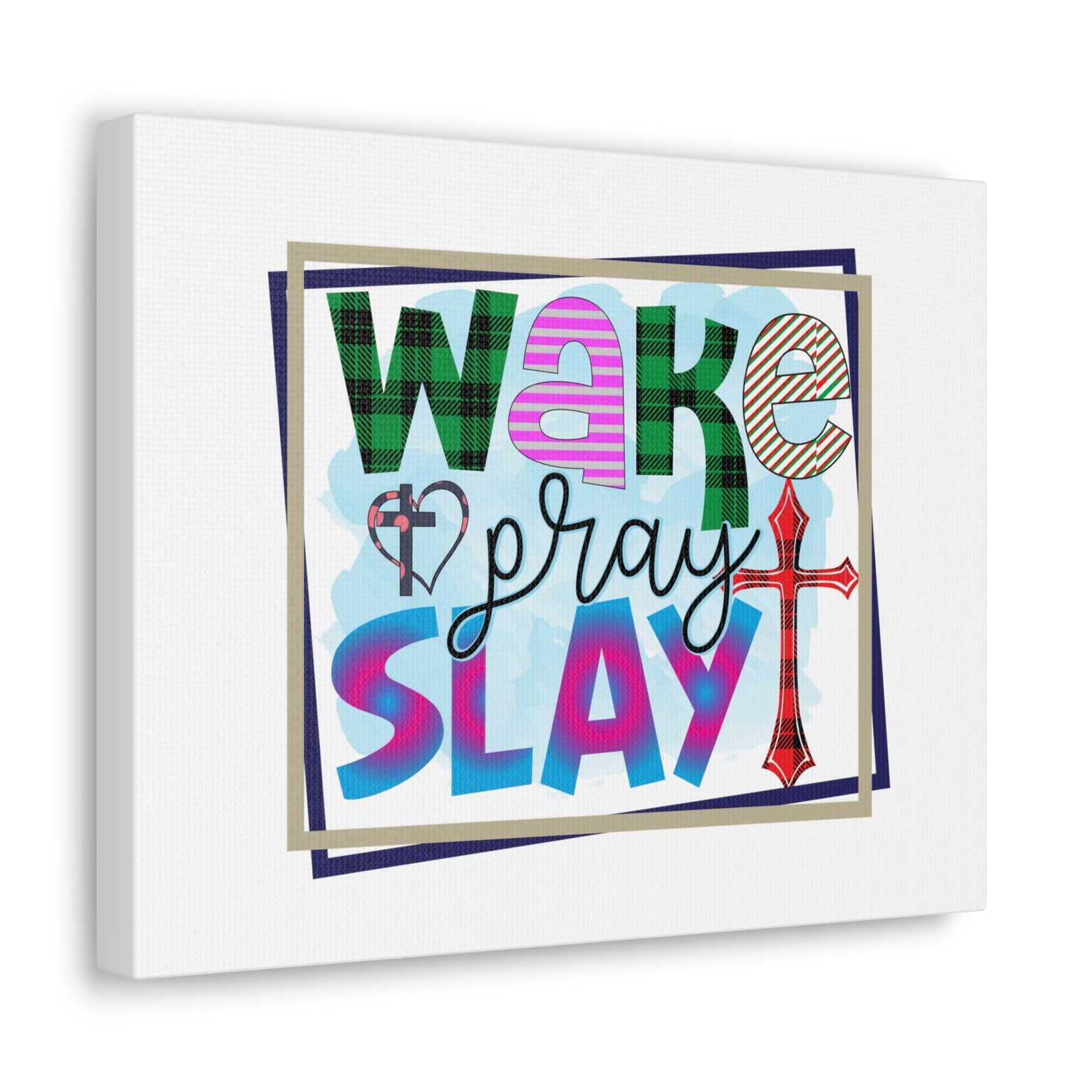 Scripture Walls Wake, Pray, Slay Luke 21:36 Square Christian Wall Art Bible Verse Print Ready to Hang Unframed-Express Your Love Gifts
