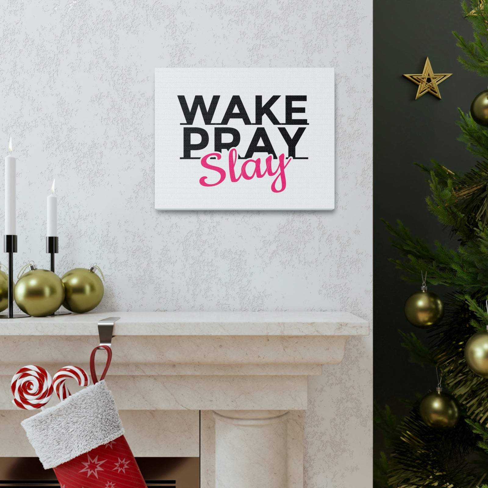 Scripture Walls Wake Pray Slay Psalm 143:8 Christian Wall Art Print Ready to Hang Unframed-Express Your Love Gifts