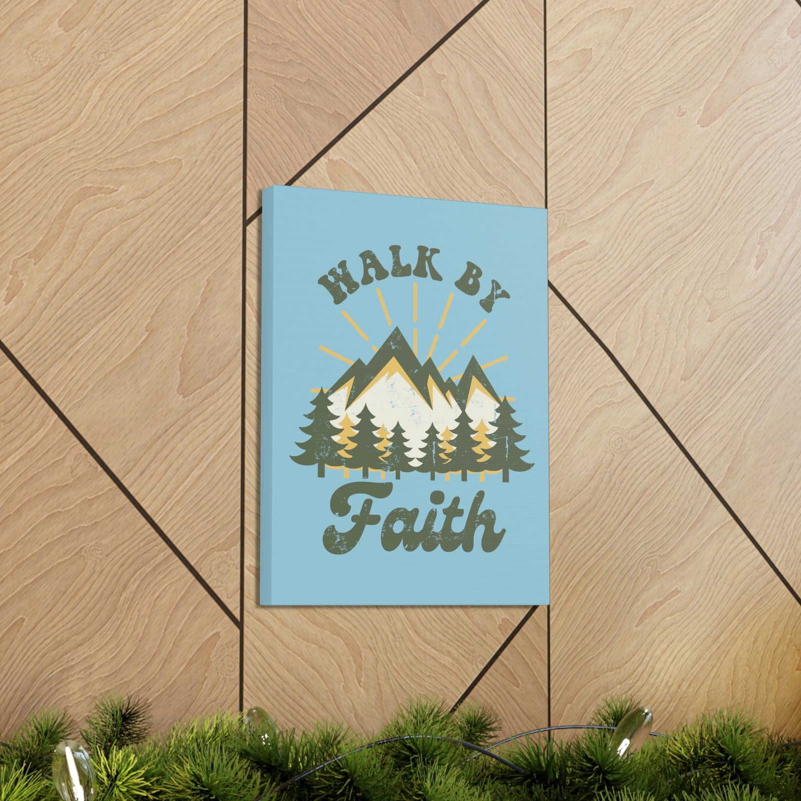 Scripture Walls Walk By Faith 2 Corinthians 5:7 Mountain Rays Christian Wall Art Bible Verse Print Ready to Hang Unframed-Express Your Love Gifts