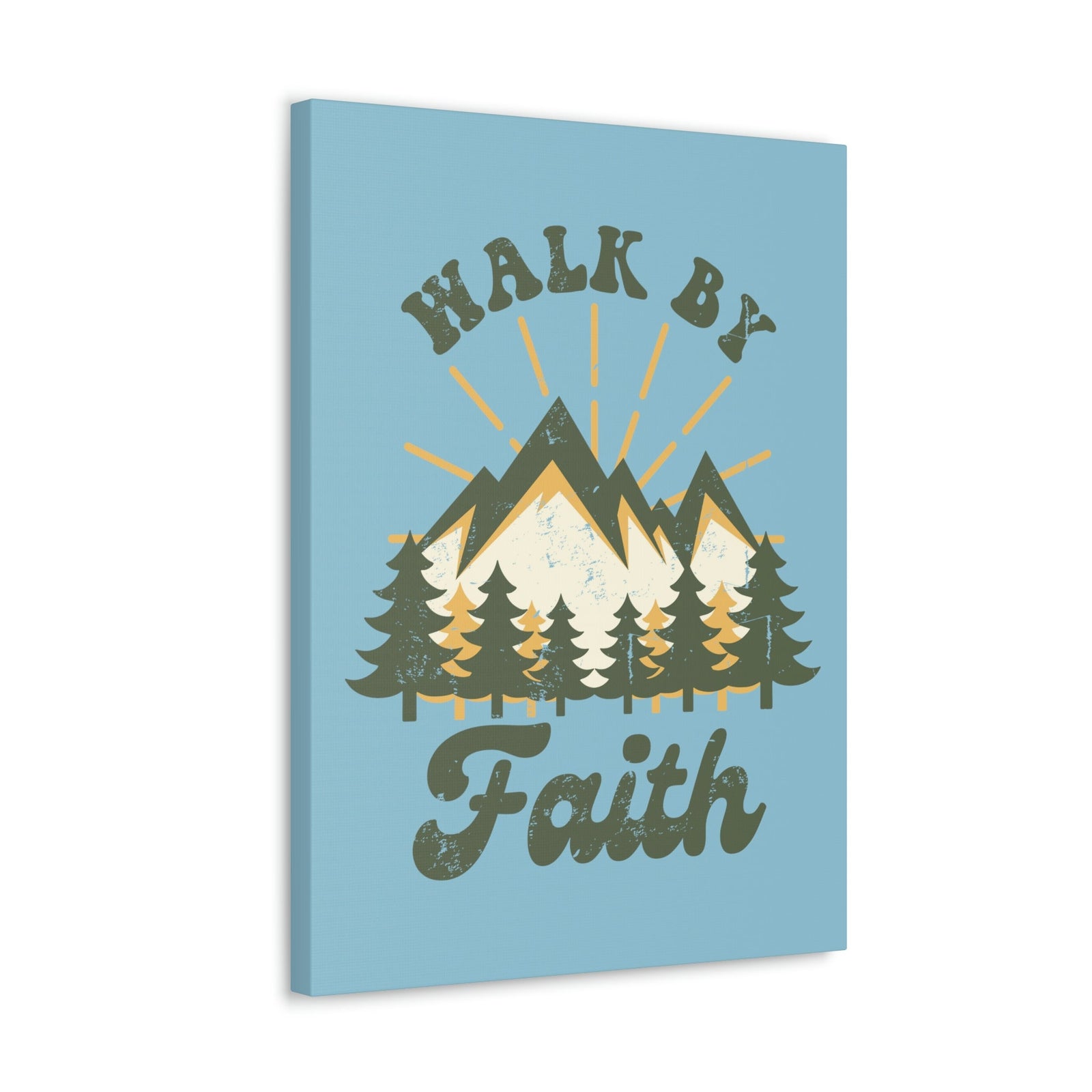 Scripture Walls Walk By Faith 2 Corinthians 5:7 Mountain Rays Christian Wall Art Bible Verse Print Ready to Hang Unframed-Express Your Love Gifts