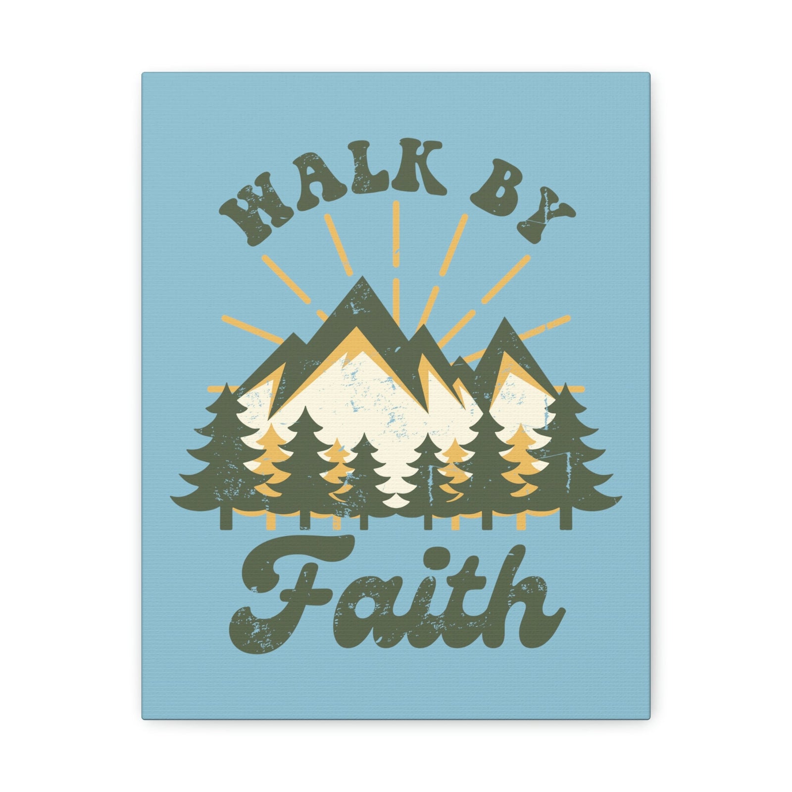Scripture Walls Walk By Faith 2 Corinthians 5:7 Mountain Rays Christian Wall Art Bible Verse Print Ready to Hang Unframed-Express Your Love Gifts