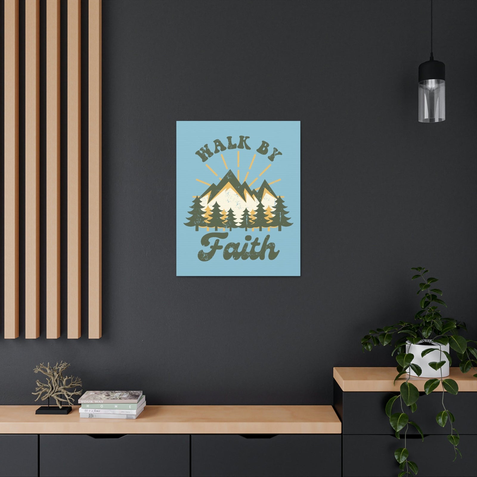Scripture Walls Walk By Faith 2 Corinthians 5:7 Mountain Rays Christian Wall Art Bible Verse Print Ready to Hang Unframed-Express Your Love Gifts