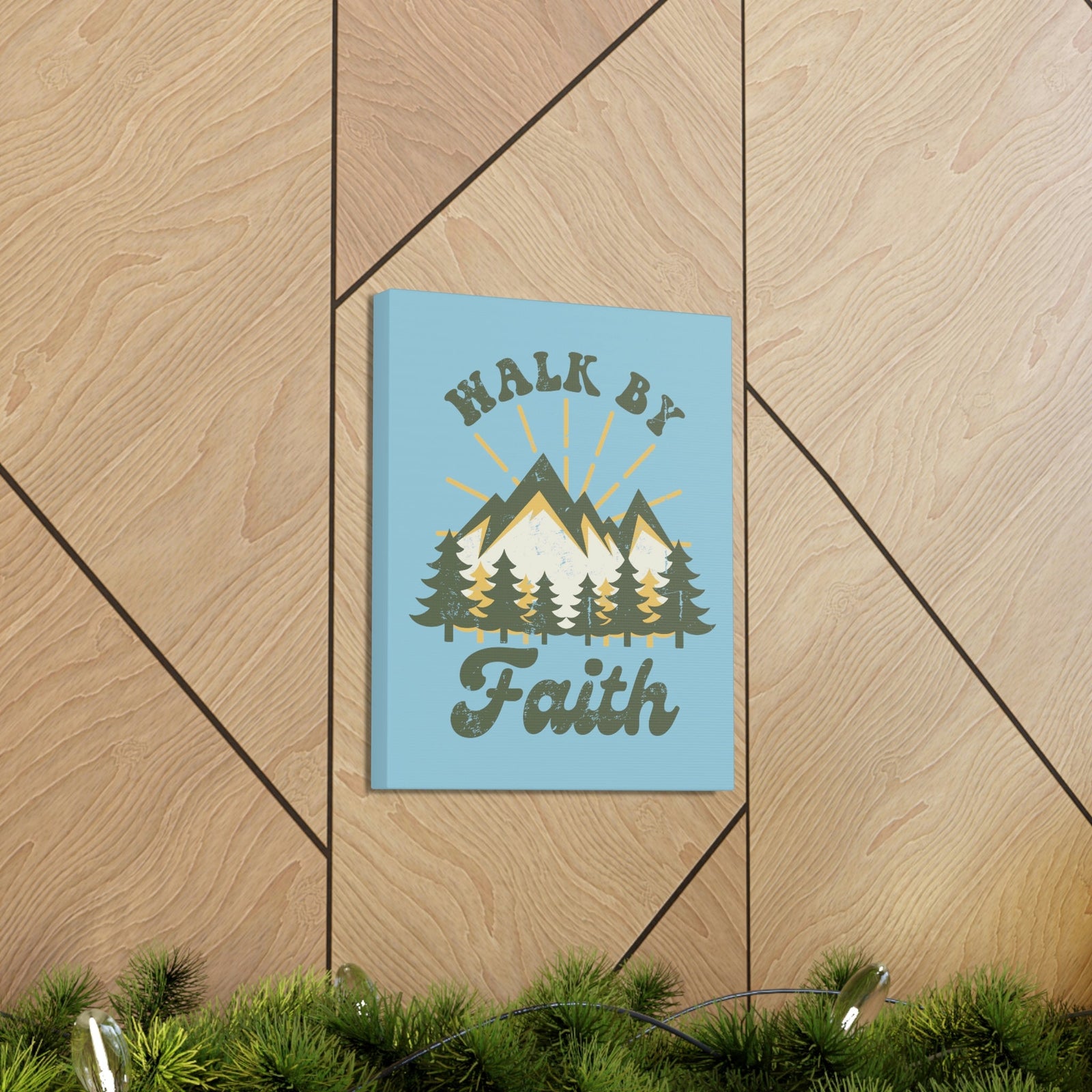 Scripture Walls Walk By Faith 2 Corinthians 5:7 Mountain Rays Christian Wall Art Bible Verse Print Ready to Hang Unframed-Express Your Love Gifts