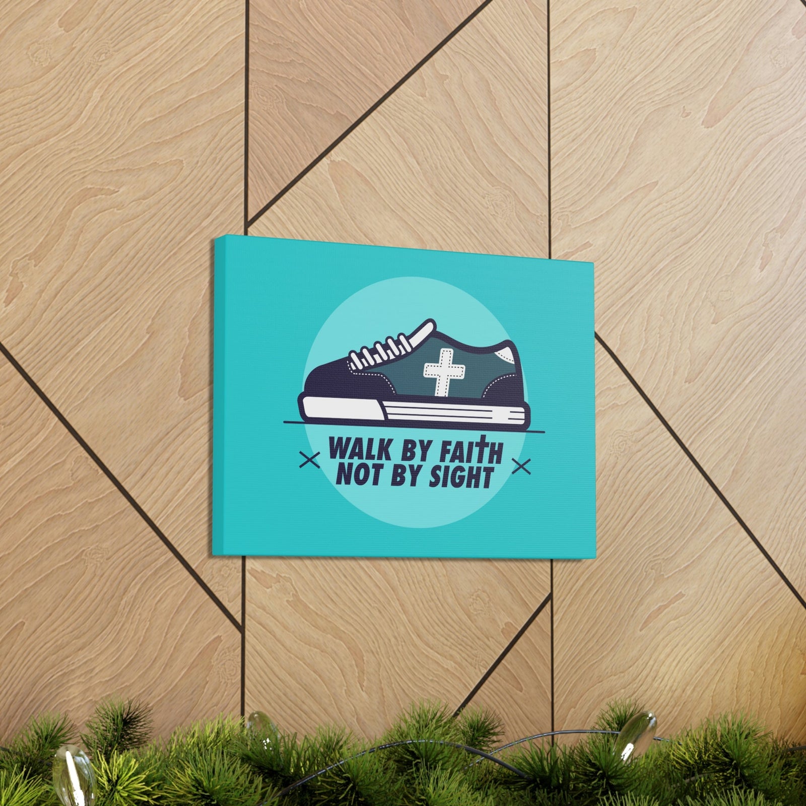 Scripture Walls Walk By Faith Not By Sight 2 Corinthians 5:7 Blue Shoes Christian Wall Art Bible Verse Print Ready to Hang Unframed-Express Your Love Gifts