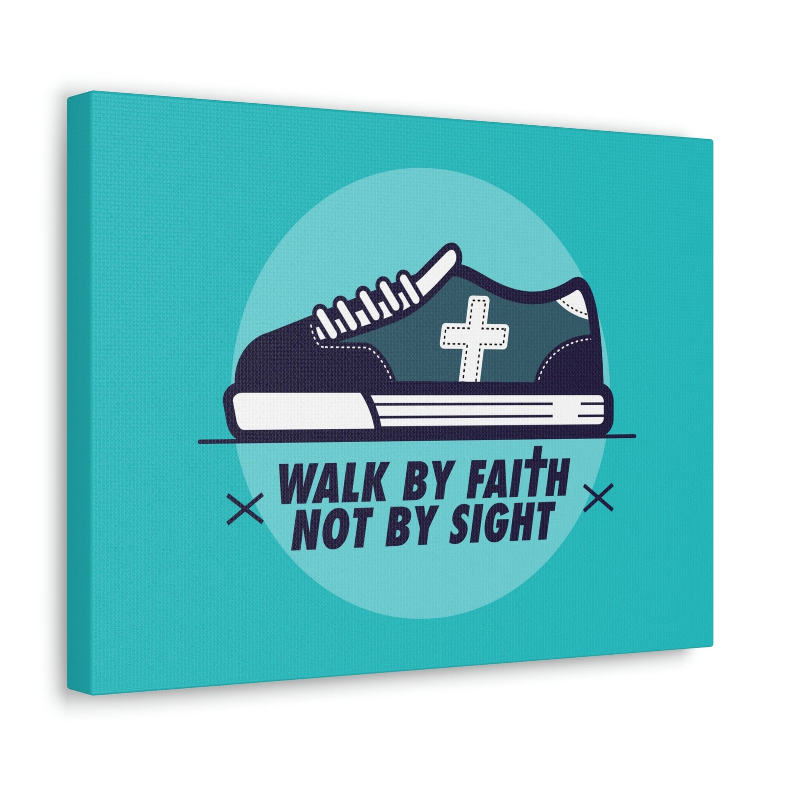 Scripture Walls Walk By Faith Not By Sight 2 Corinthians 5:7 Blue Shoes Christian Wall Art Bible Verse Print Ready to Hang Unframed-Express Your Love Gifts