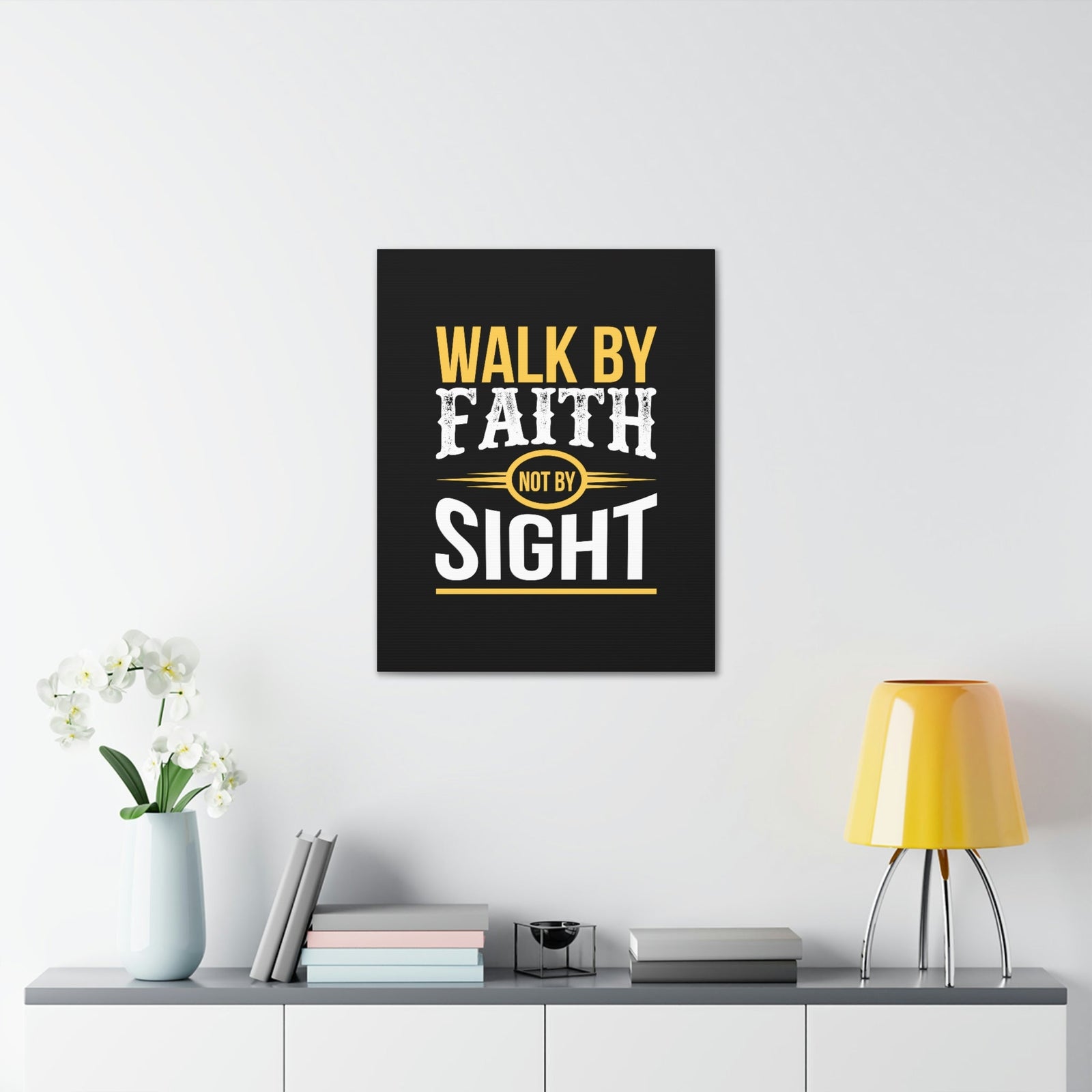 Scripture Walls Walk By Faith Not By Sight 2 Corinthians 5:7 Orange Christian Wall Art Bible Verse Print Ready to Hang Unframed-Express Your Love Gifts