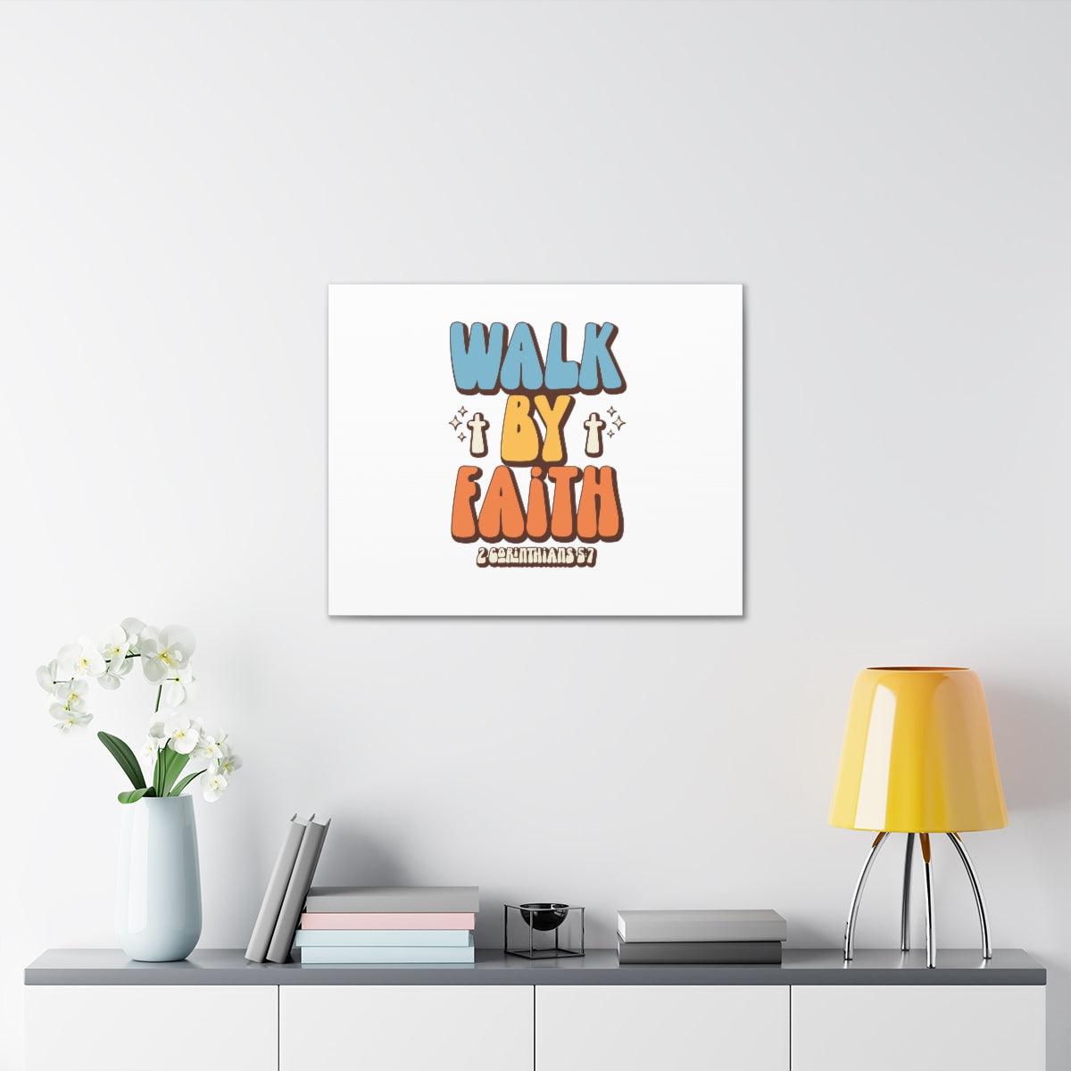 Scripture Walls Walk By Faith White 2 Corinthians 5:7 Bible Verse Canvas Christian Wall Art Ready to Hang Unframed-Express Your Love Gifts