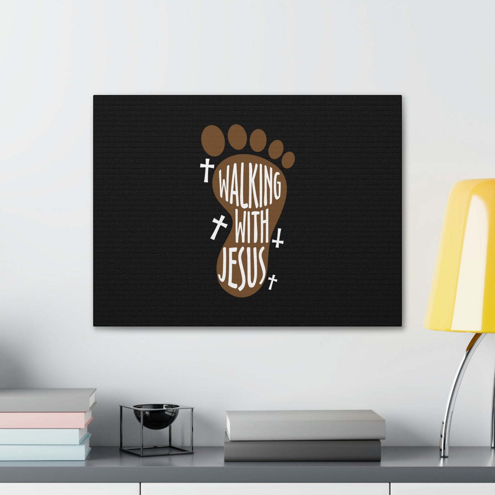 Scripture Walls Walking With Jesus Colossians 2:6 Footprint Christian Wall Art Bible Verse Print Ready to Hang Unframed-Express Your Love Gifts