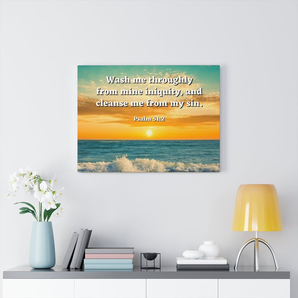 Scripture Walls Washed Away Psalm 51:2 Bible Verse Canvas Christian Wall Art Ready to Hang Unframed-Express Your Love Gifts