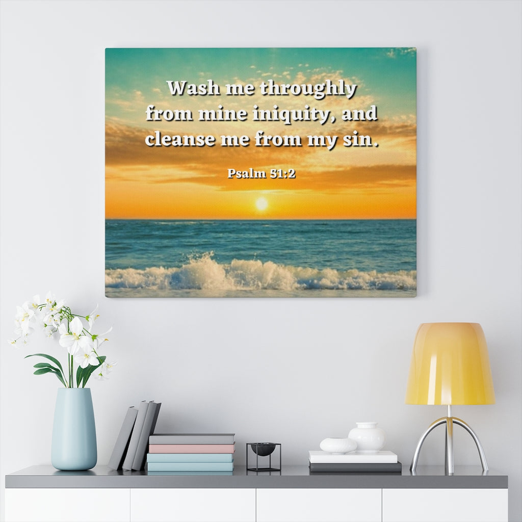 Scripture Walls Washed Away Psalm 51:2 Bible Verse Canvas Christian Wall Art Ready to Hang Unframed-Express Your Love Gifts