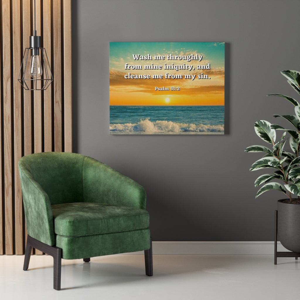 Scripture Walls Washed Away Psalm 51:2 Bible Verse Canvas Christian Wall Art Ready to Hang Unframed-Express Your Love Gifts