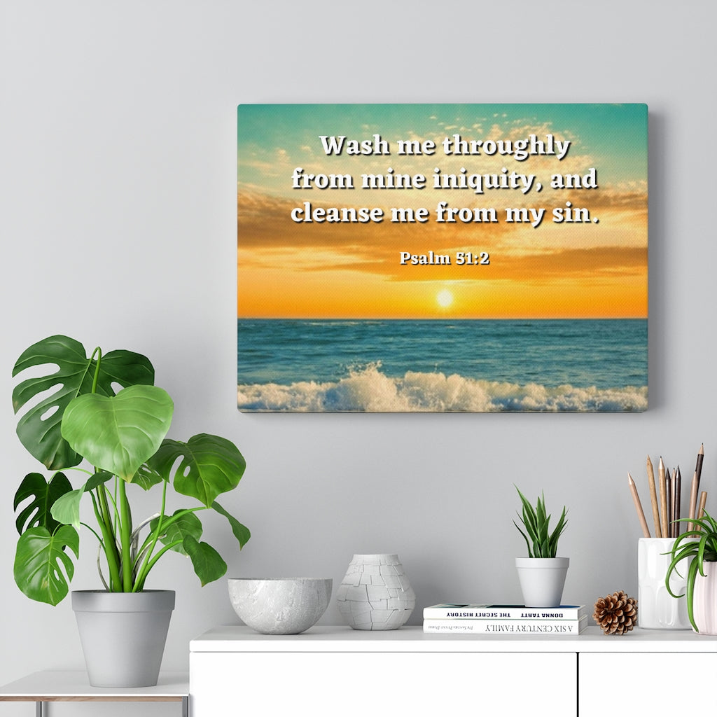Scripture Walls Washed Away Psalm 51:2 Bible Verse Canvas Christian Wall Art Ready to Hang Unframed-Express Your Love Gifts
