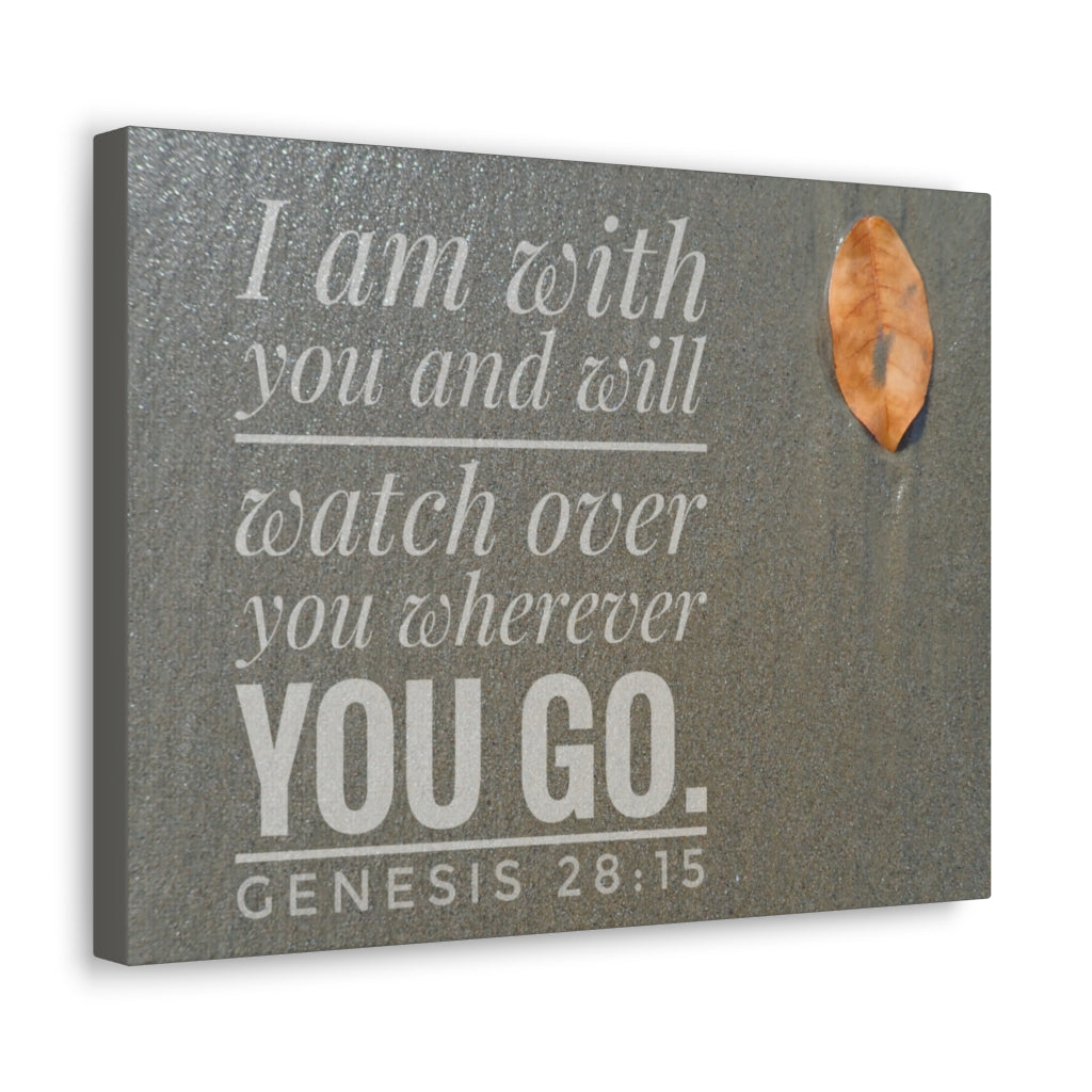 Scripture Walls Watch Over You Genesis 28:15 Bible Verse Canvas Christian Wall Art Ready to Hang Unframed-Express Your Love Gifts