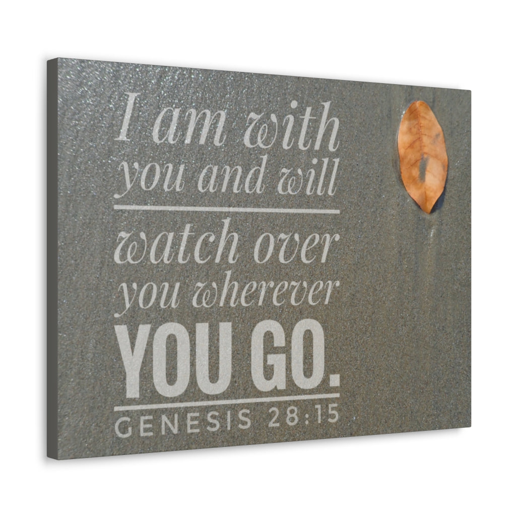 Scripture Walls Watch Over You Genesis 28:15 Bible Verse Canvas Christian Wall Art Ready to Hang Unframed-Express Your Love Gifts