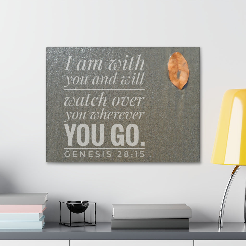Scripture Walls Watch Over You Genesis 28:15 Bible Verse Canvas Christian Wall Art Ready to Hang Unframed-Express Your Love Gifts