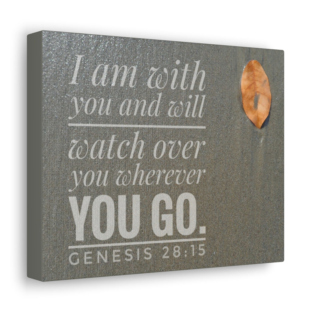 Scripture Walls Watch Over You Genesis 28:15 Bible Verse Canvas Christian Wall Art Ready to Hang Unframed-Express Your Love Gifts
