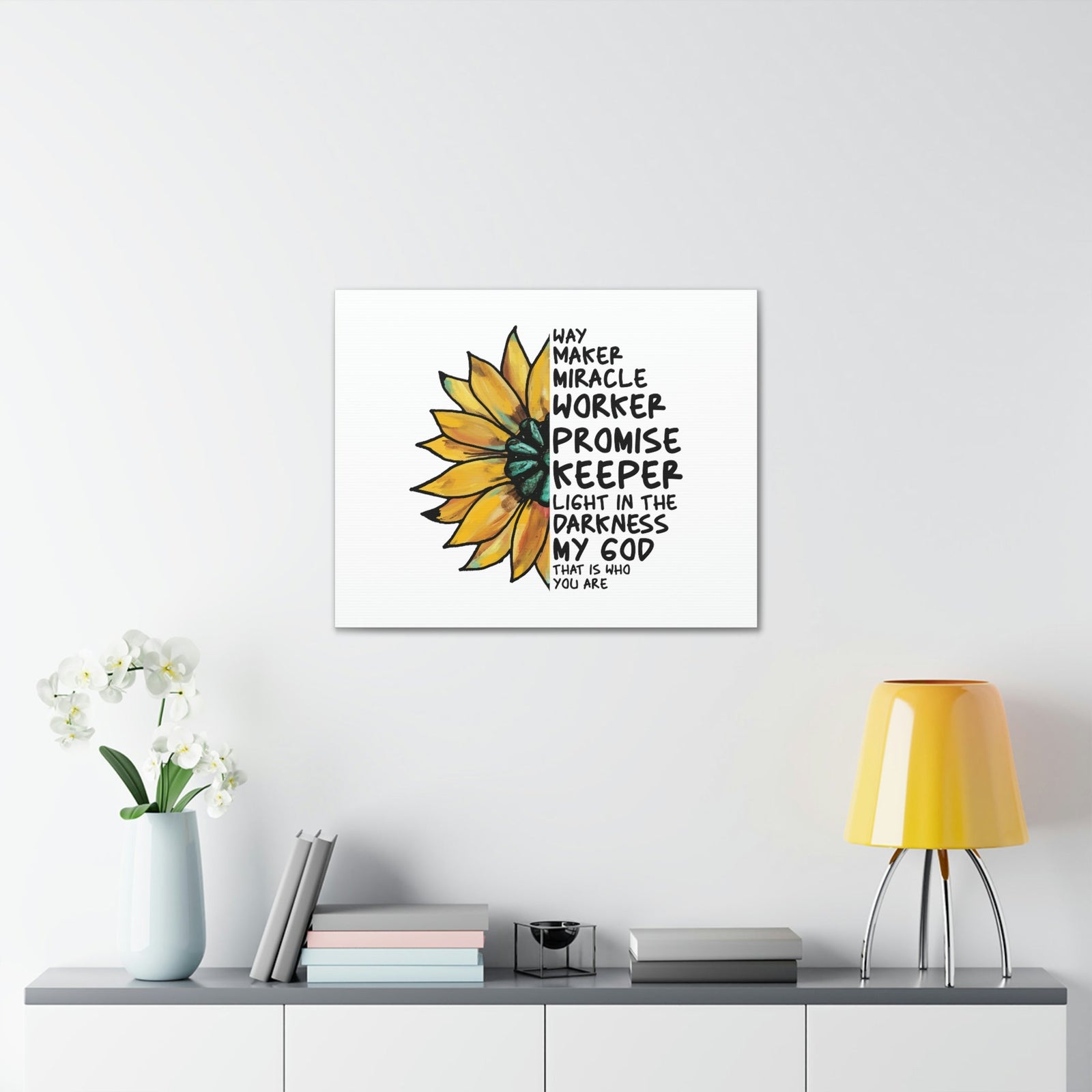 Scripture Walls Way Maker, Miracle Worker 1 John 1:5 Yellow Flower Christian Wall Art Bible Verse Print Ready to Hang Unframed-Express Your Love Gifts