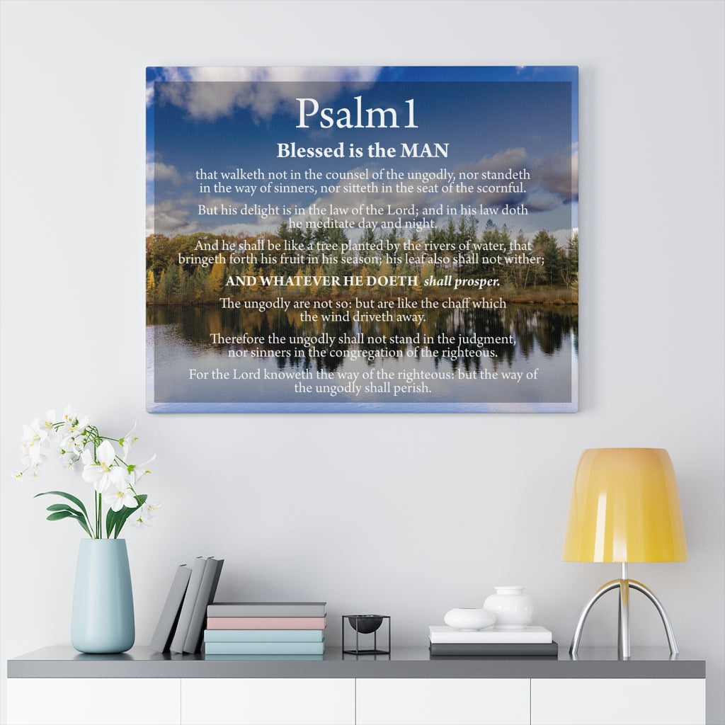 Scripture Walls Way to Righteousness Psalm 1 Bible Verse Canvas Christian Wall Art Ready to Hang Unframed-Express Your Love Gifts
