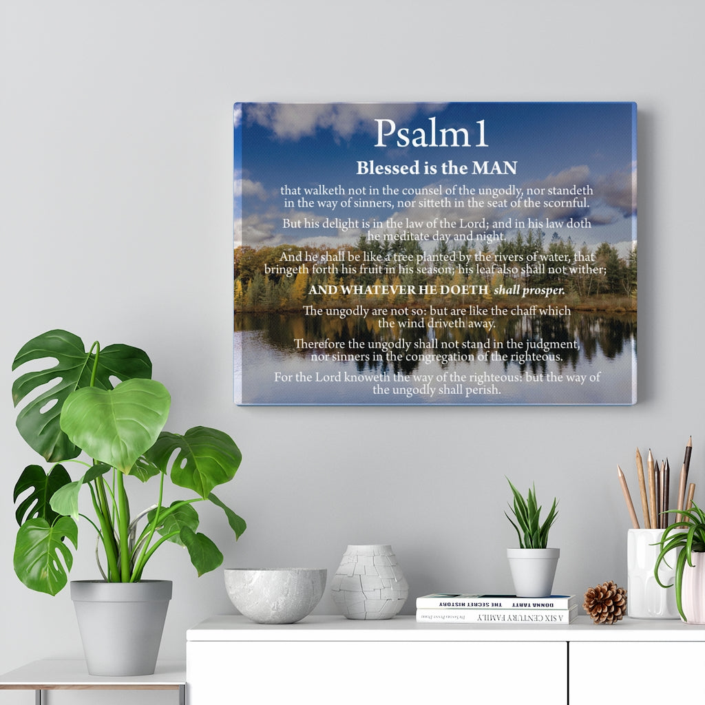 Scripture Walls Way to Righteousness Psalm 1 Bible Verse Canvas Christian Wall Art Ready to Hang Unframed-Express Your Love Gifts