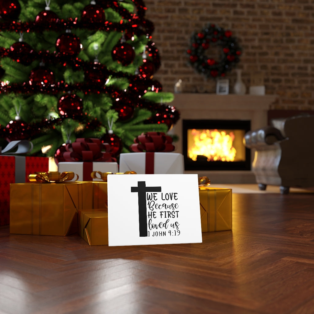 Scripture Walls We Love 1 John 4:19 Bible Verse Canvas Christian Wall Art Ready to Hang Unframed-Express Your Love Gifts