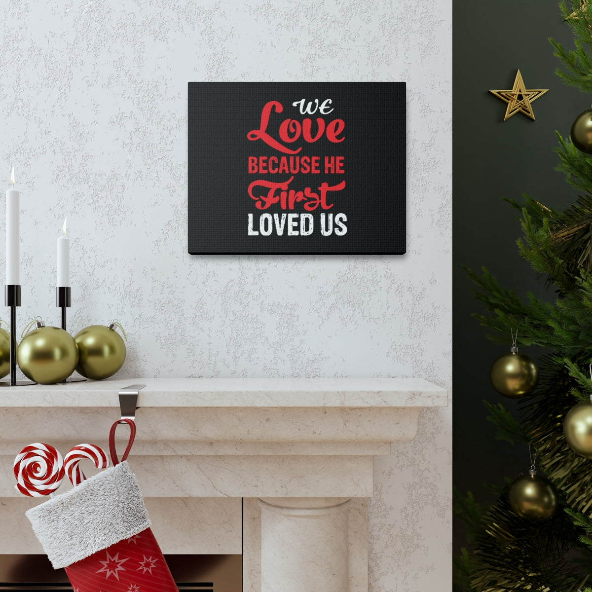 Scripture Walls We Love Red 1 John 4:19 Christian Wall Art Bible Verse Print Ready to Hang Unframed-Express Your Love Gifts