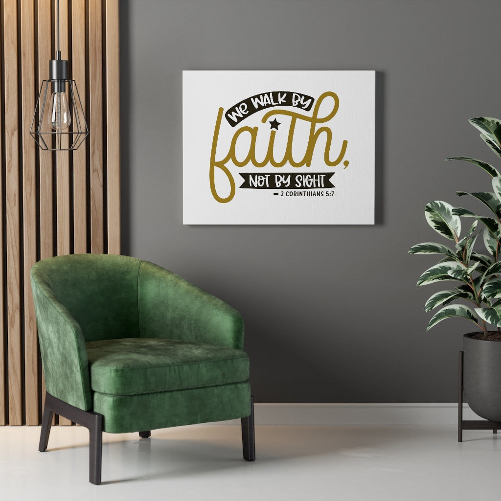 Scripture Walls We Walk By Faith Gold 2 Corinthians 5:7 Bible Verse Canvas Christian Wall Art Ready to Hang Unframed-Express Your Love Gifts