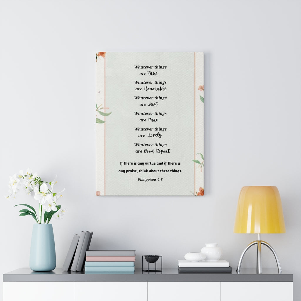 Scripture Walls Whatever Things Are True Philippians 4:8 Bible Verse Canvas Christian Wall Art Ready to Hang Unframed-Express Your Love Gifts