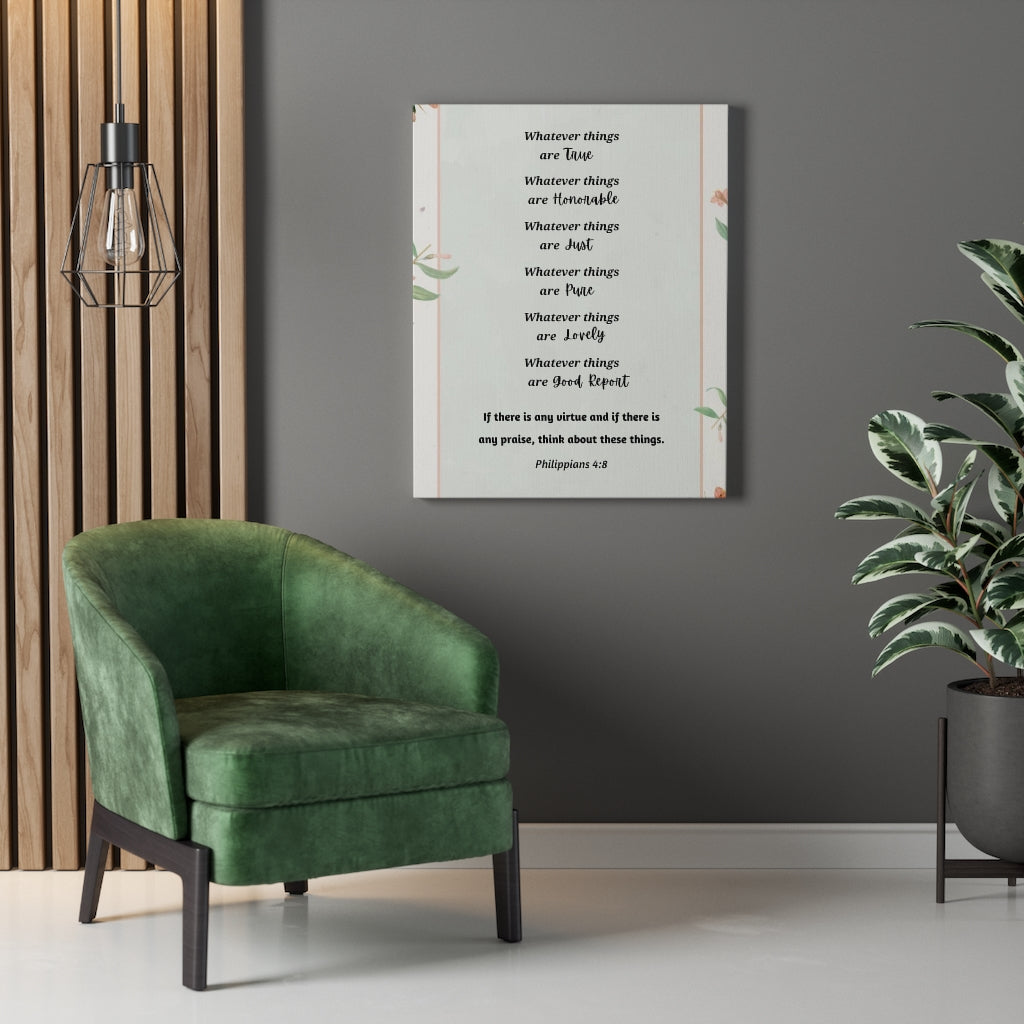 Scripture Walls Whatever Things Are True Philippians 4:8 Bible Verse Canvas Christian Wall Art Ready to Hang Unframed-Express Your Love Gifts
