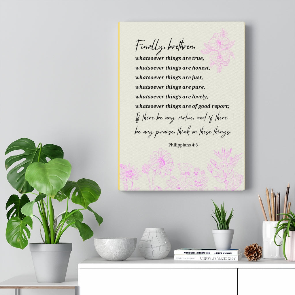 Scripture Walls Whatsoever Things Are Philippians 4:8 Bible Verse Canvas Christian Wall Art Ready to Hang Unframed-Express Your Love Gifts