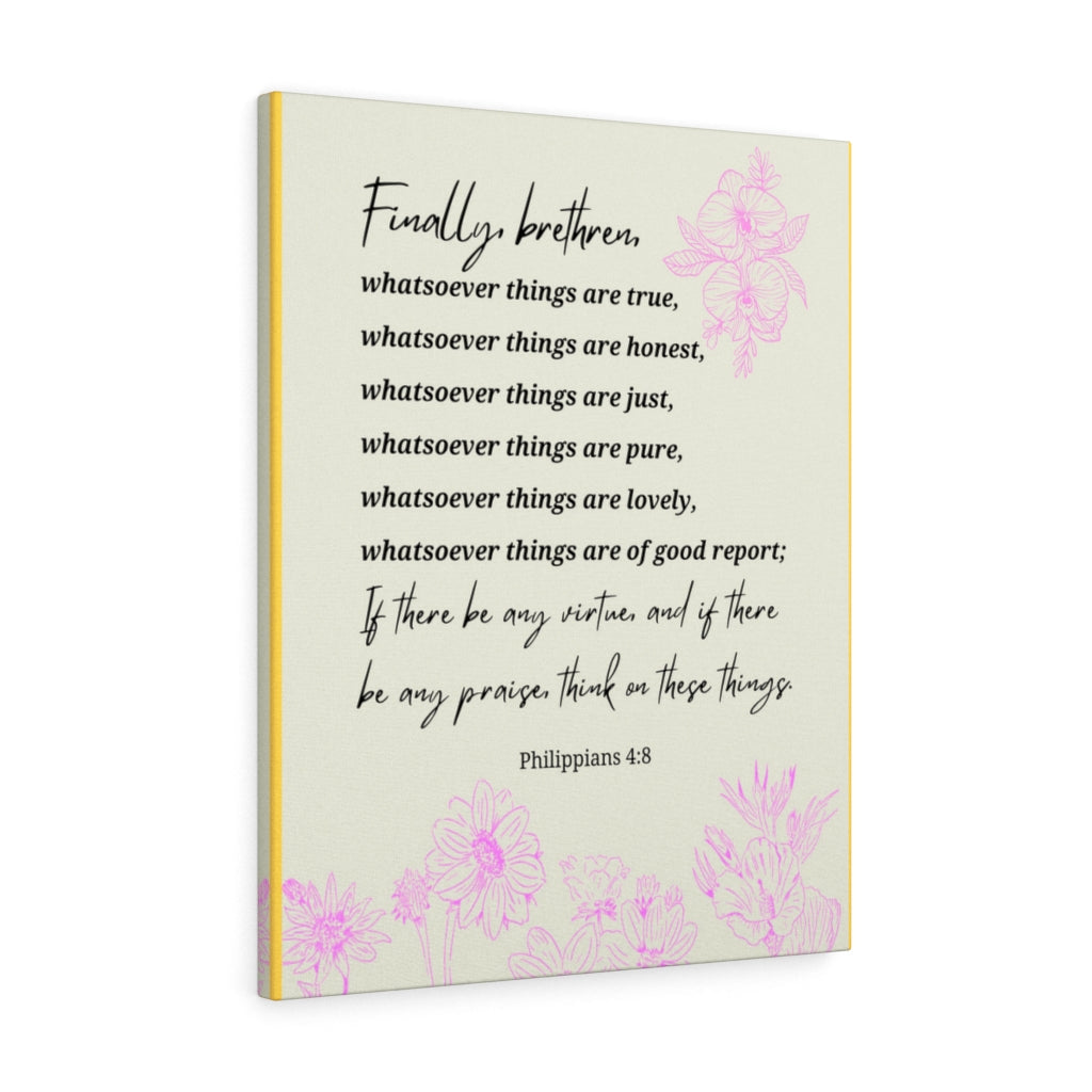 Scripture Walls Whatsoever Things Are Philippians 4:8 Bible Verse Canvas Christian Wall Art Ready to Hang Unframed-Express Your Love Gifts