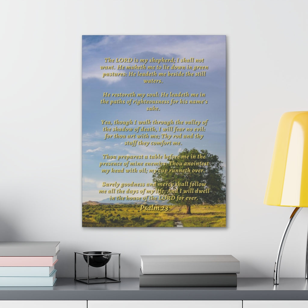 Scripture Walls Will Fear No Evil Psalm 23 Bible Verse Canvas Christian Wall Art Ready to Hang Unframed-Express Your Love Gifts